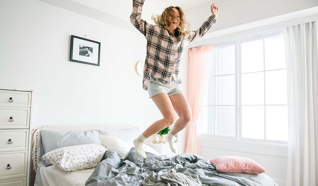 jumping on bed