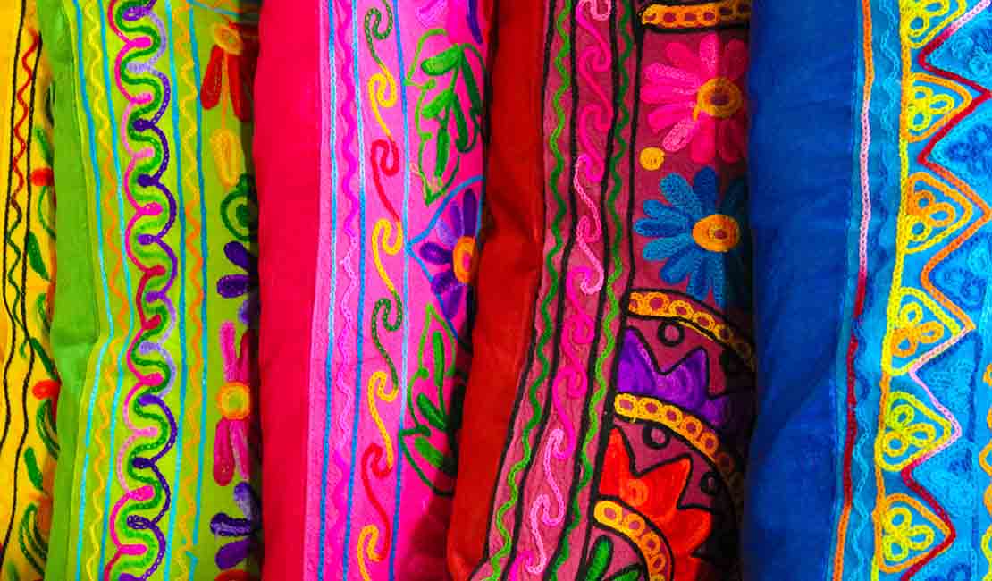 Brightly coloured cushions