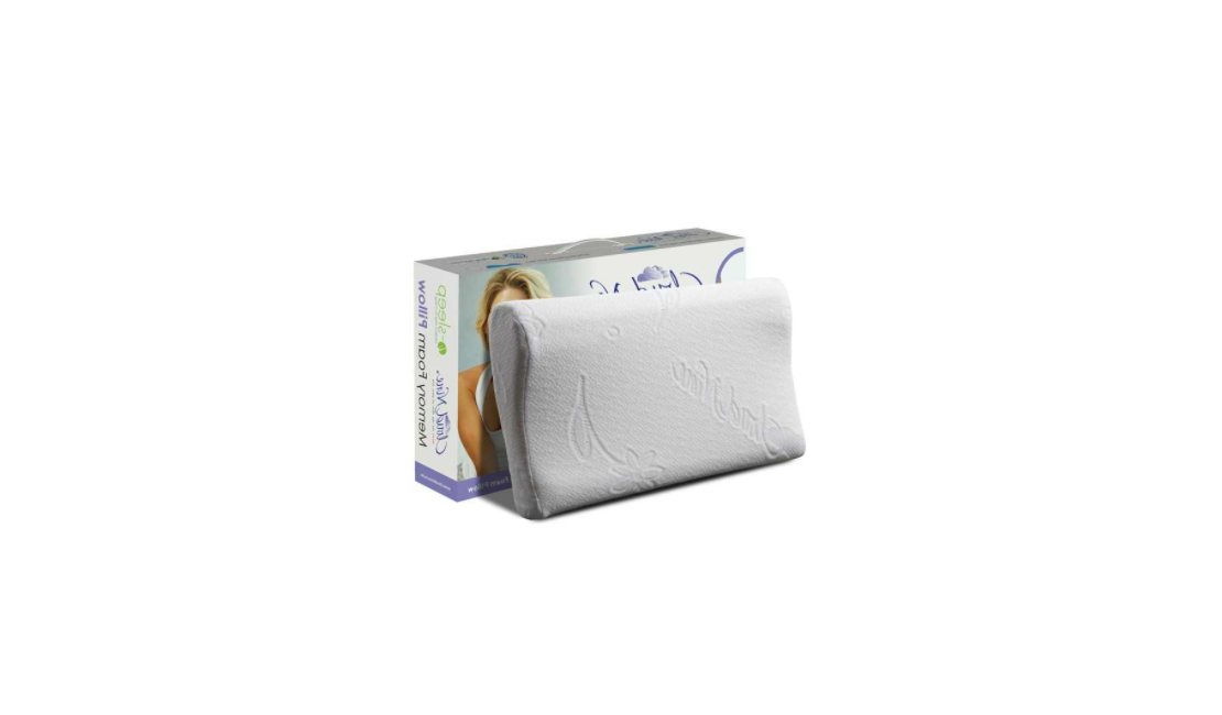 Image of a contoured Cloud Nine Memory Foam Pillow from The Mattress Warehouse's "Pillows for sale" category.