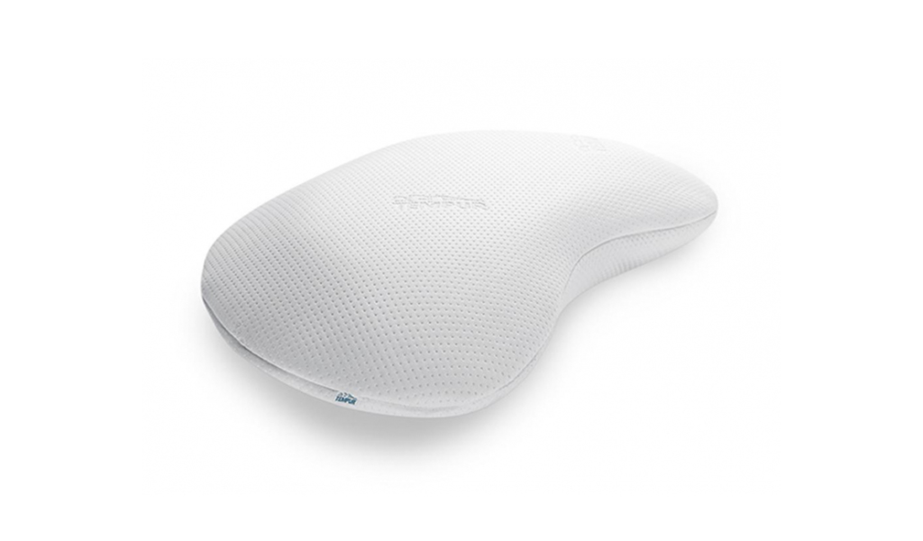 The Tempur Sonata pillow has an indent in the front/middle, to tuck your shoulder close to your ear while you sleep.