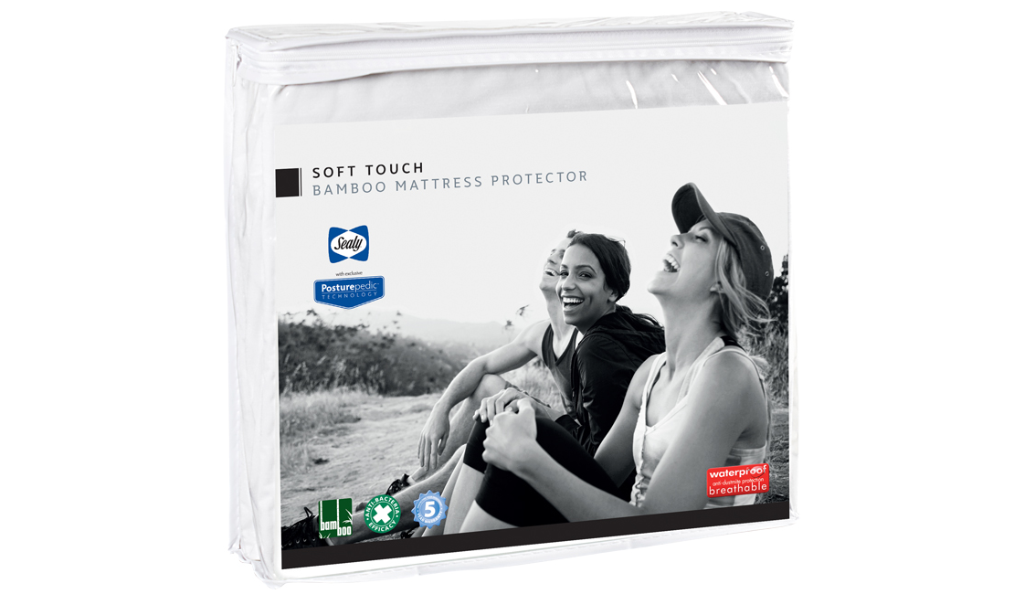 Sealy bamboo mattress protector in its packaging.