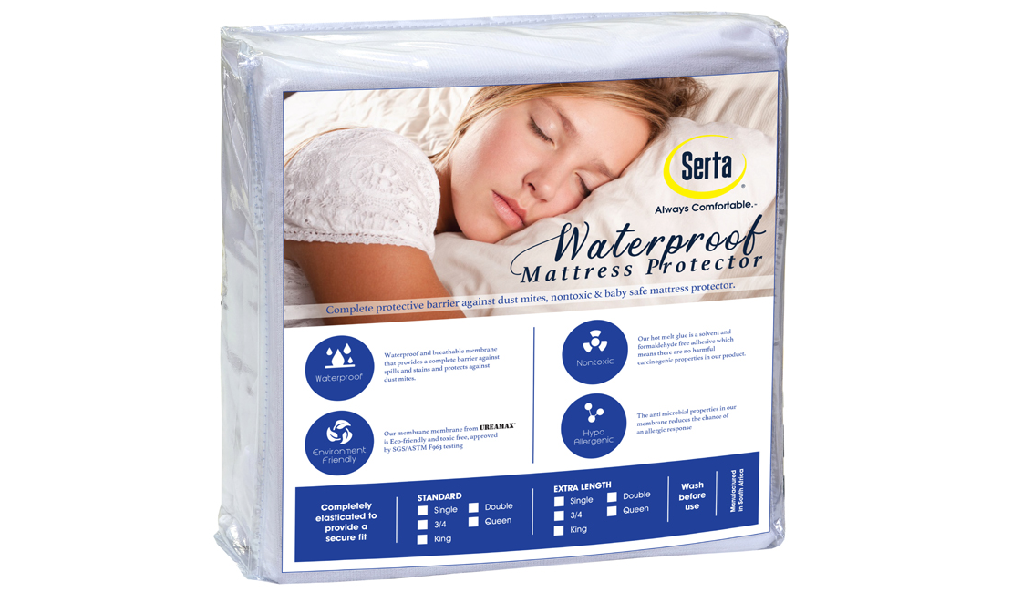 Serta waterproof mattress protector in its packaging.