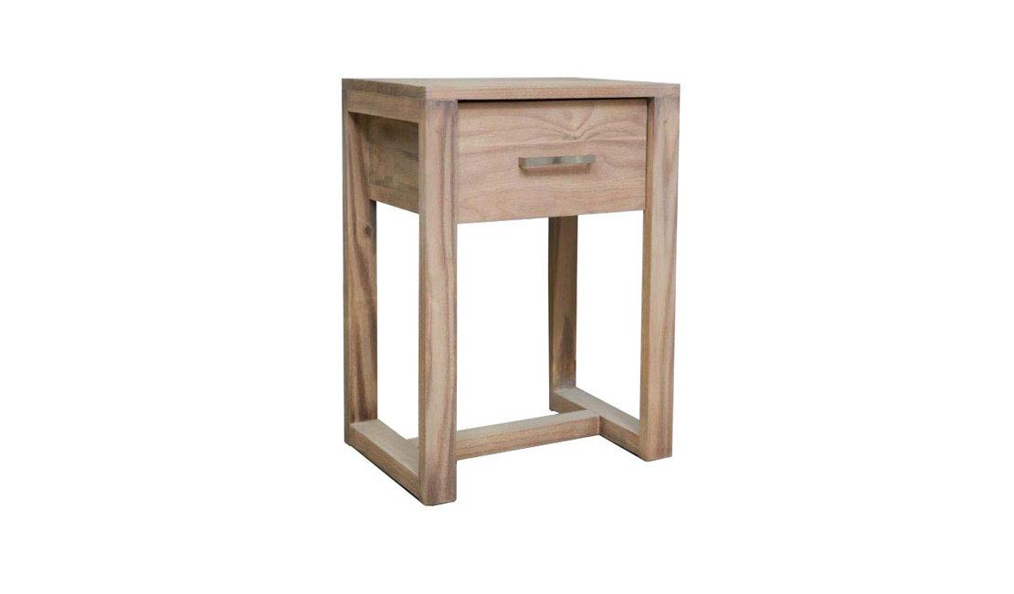 Bedroom furniture: A wooden bedside pedestal with one drawer.